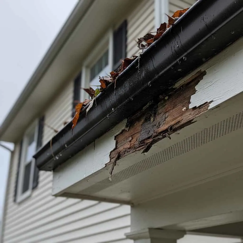 Wood-Rot on Fascia Boards Near Gutters