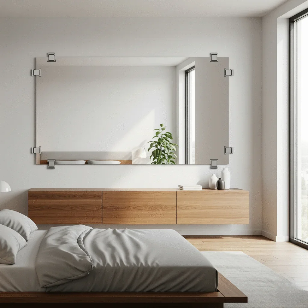 mirror-secured-with-clips-in-a-modern-bedroom
