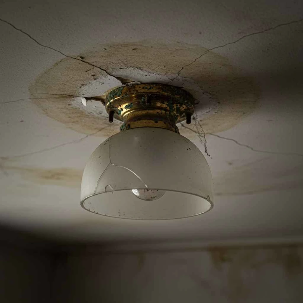 damaged or worn ceiling light fixture