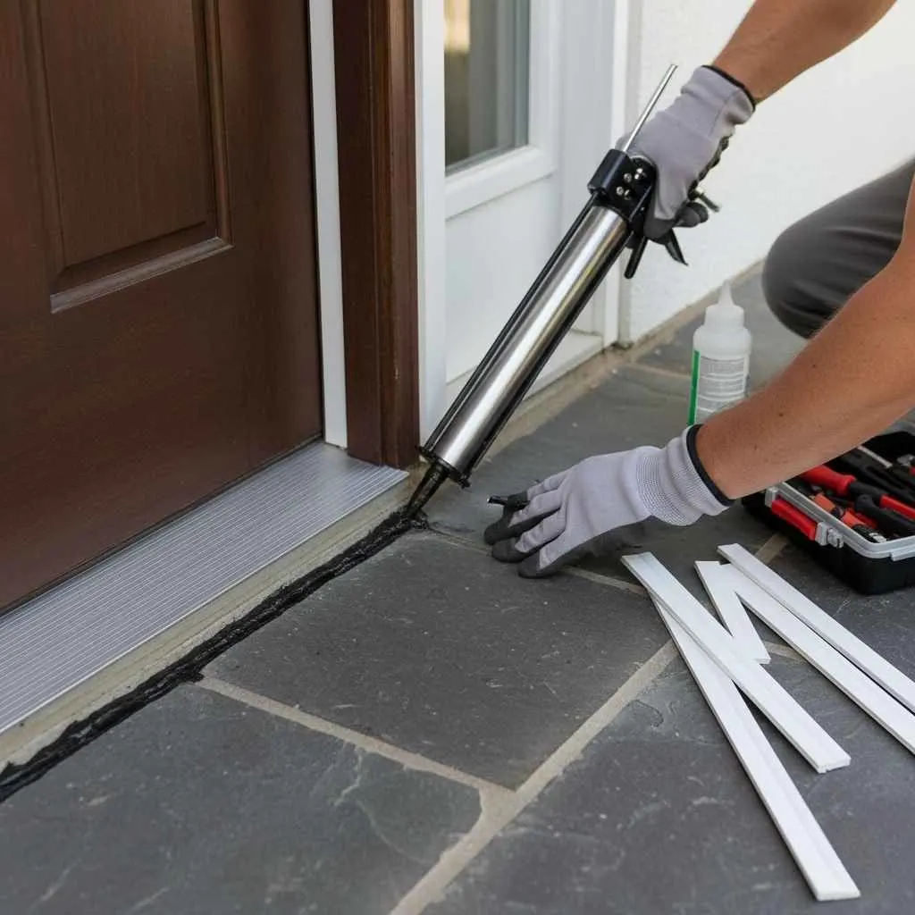 threshold sealing and adjustment being performed