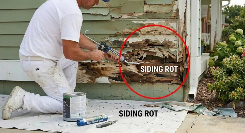 damaged siding or wood rot