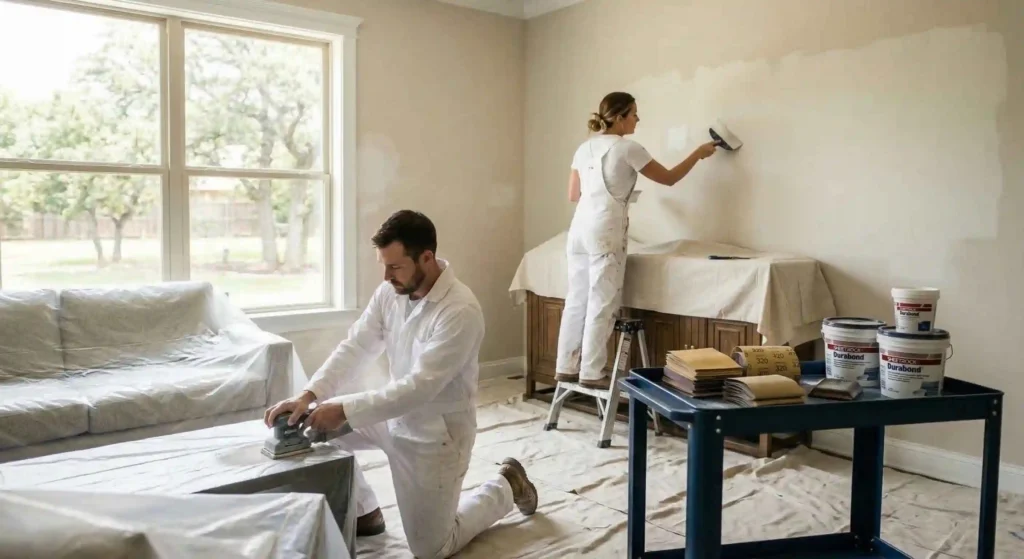 painters prepping walls
