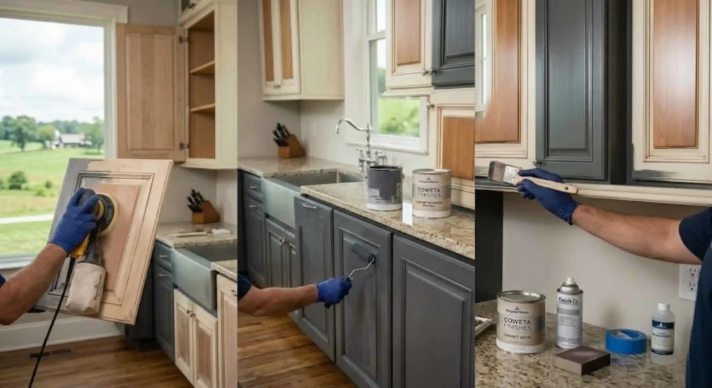 cabinet sanding or painting process