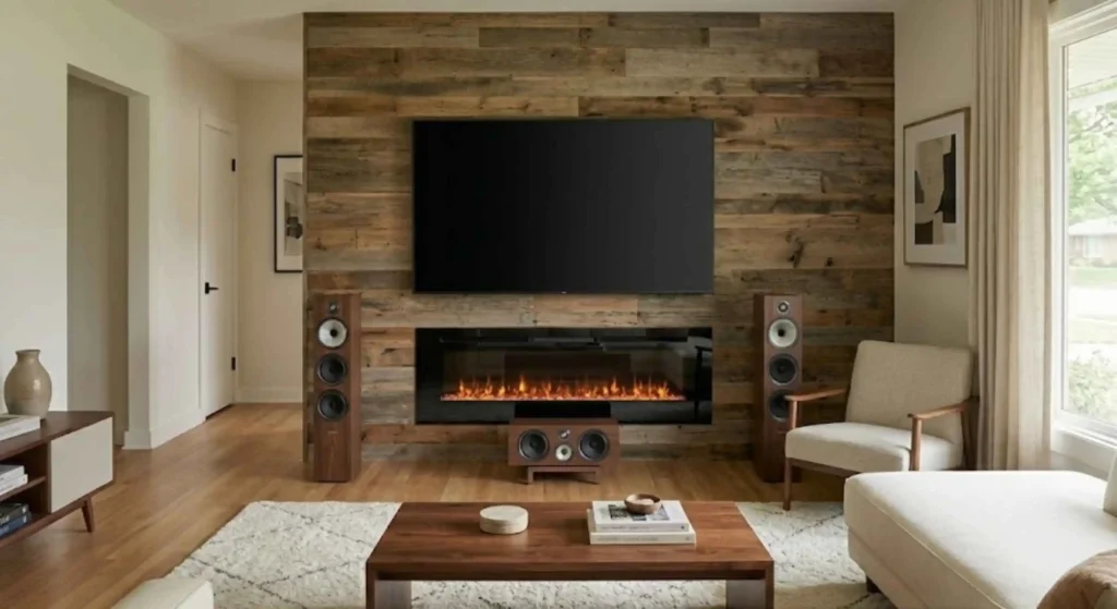 Clean mounted TV installation with hidden cables in Coweta home.