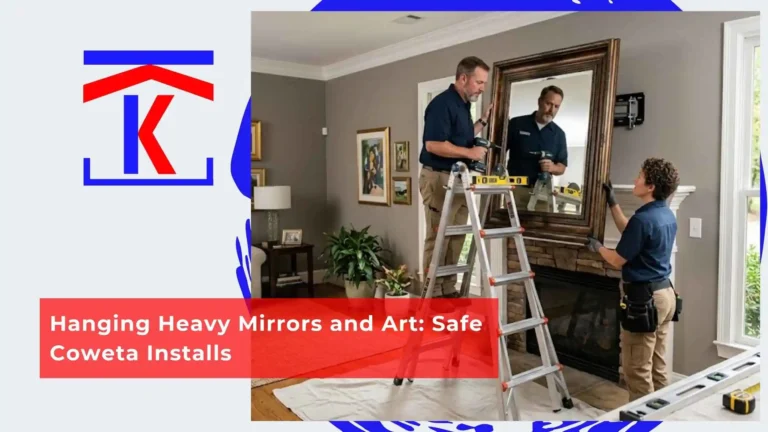 Hanging Heavy Mirrors and Art Safe Coweta Installs