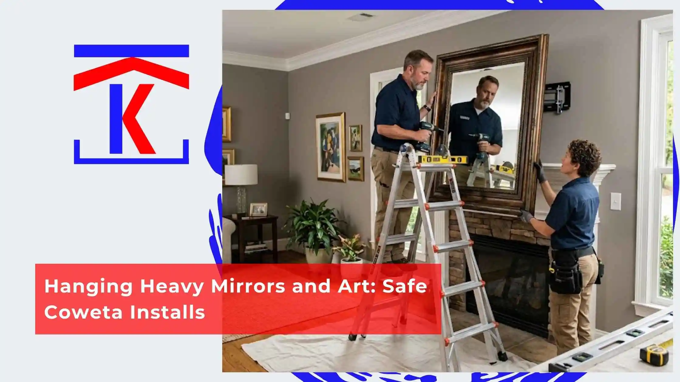 Hanging Heavy Mirrors and Art Safe Coweta Installs