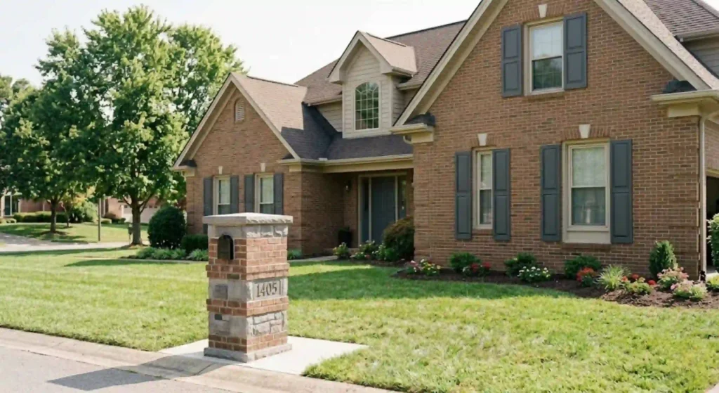 Completed exterior home refresh with updated shutters and mailbox in Broken Arrow