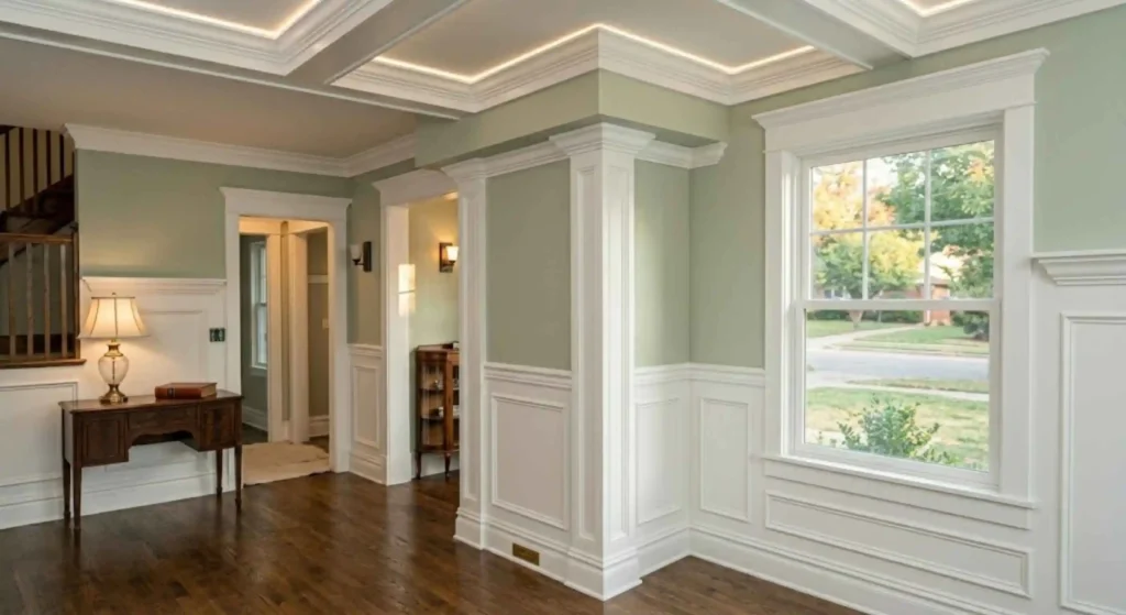 Interior transformation with professional trimwork and moulding