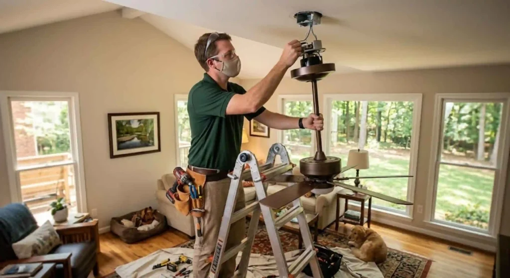 Ceiling fan installation by handyman in Coweta