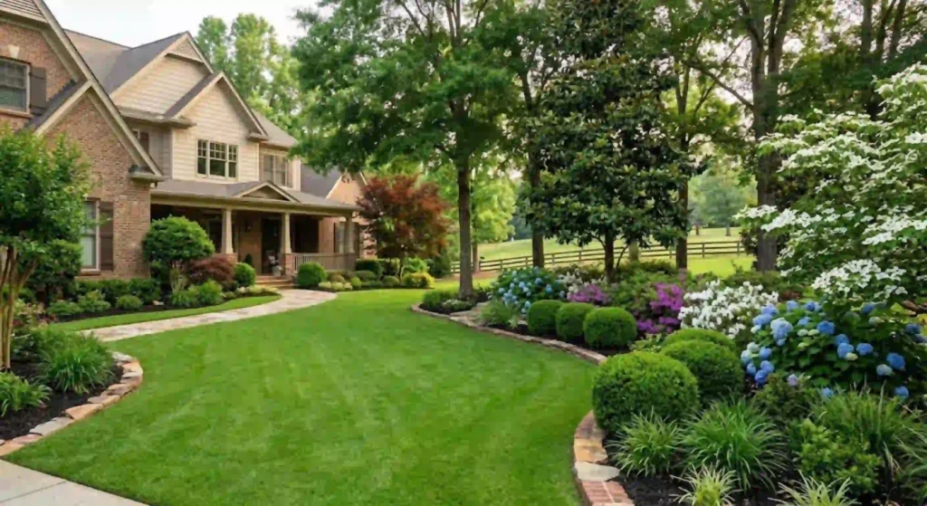 Well-maintained residential landscape in Coweta