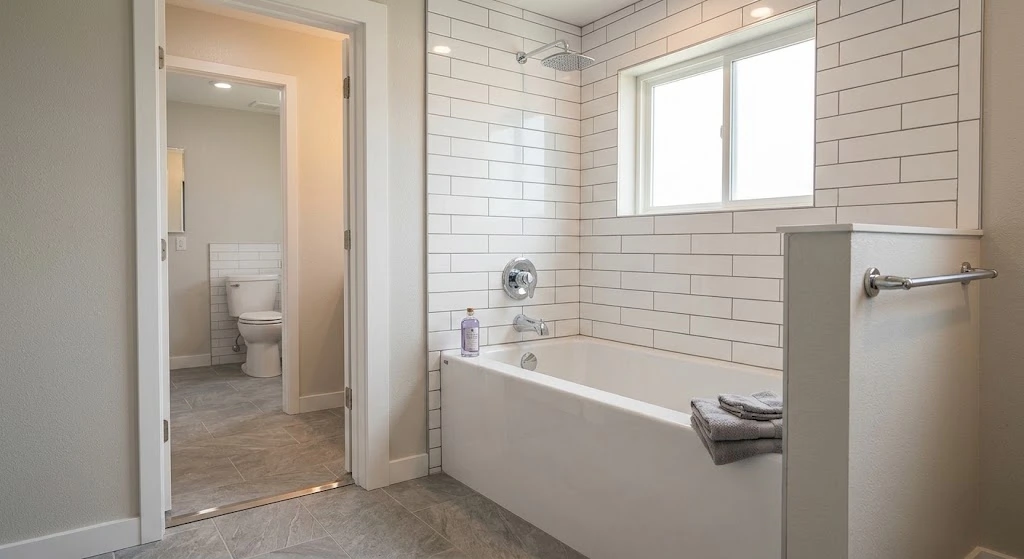 Finished Coweta bathroom after professional tub and toilet replacement